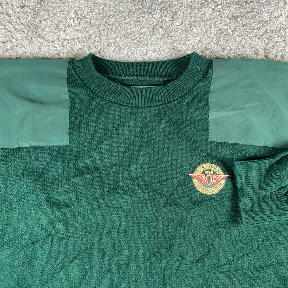 Vintage RainSwetter 1998 US Open Sweater Mens XL Green Olympic Club Crewneck USA